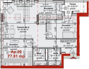 Appartement 3 chambres à vendre dans Cluj-napoca, zone Centru