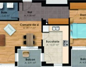 Appartement 2 chambres à vendre dans Cluj-napoca, zone Centru