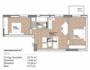 Appartement 3 chambres à vendre dans Floresti