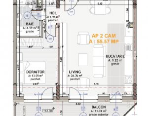 , 55.57m2 dans Floresti